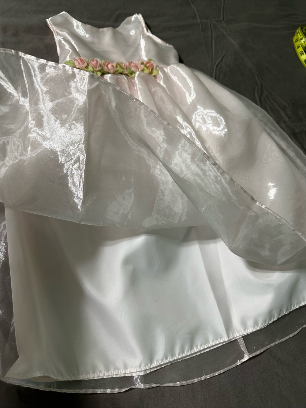 Little Girls' Shimmer Pink Floral Belted Dress - Picture 8 of 10